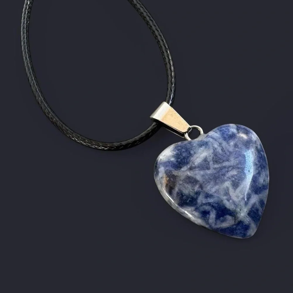 Sodalite Heart Pendant Necklace - Picture 2 of 4